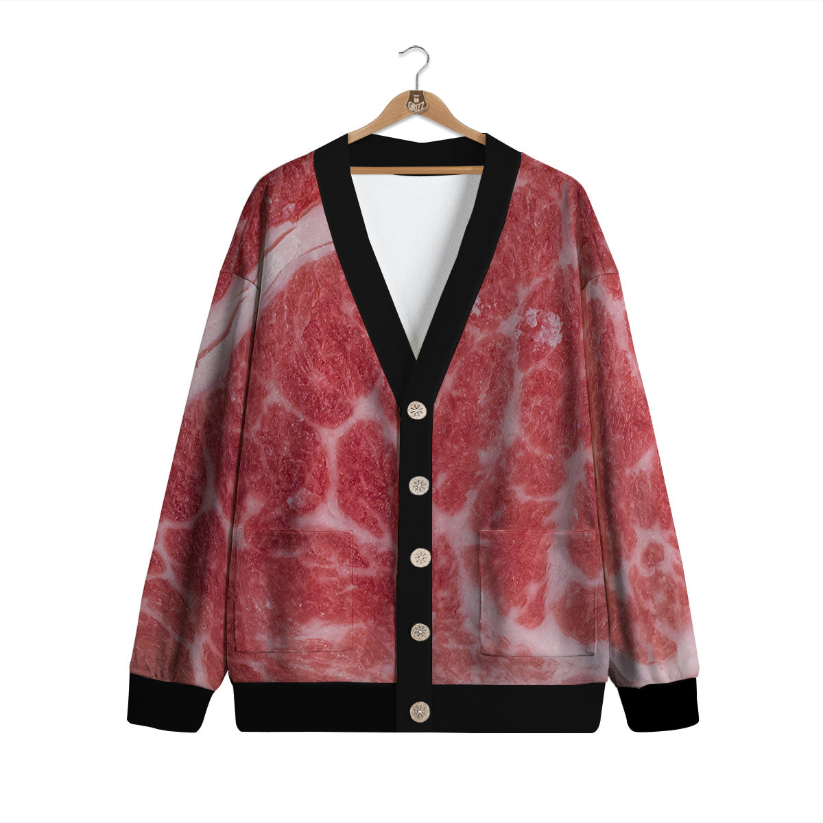 Meat Wagyu Beef Print Cardigan-grizzshop