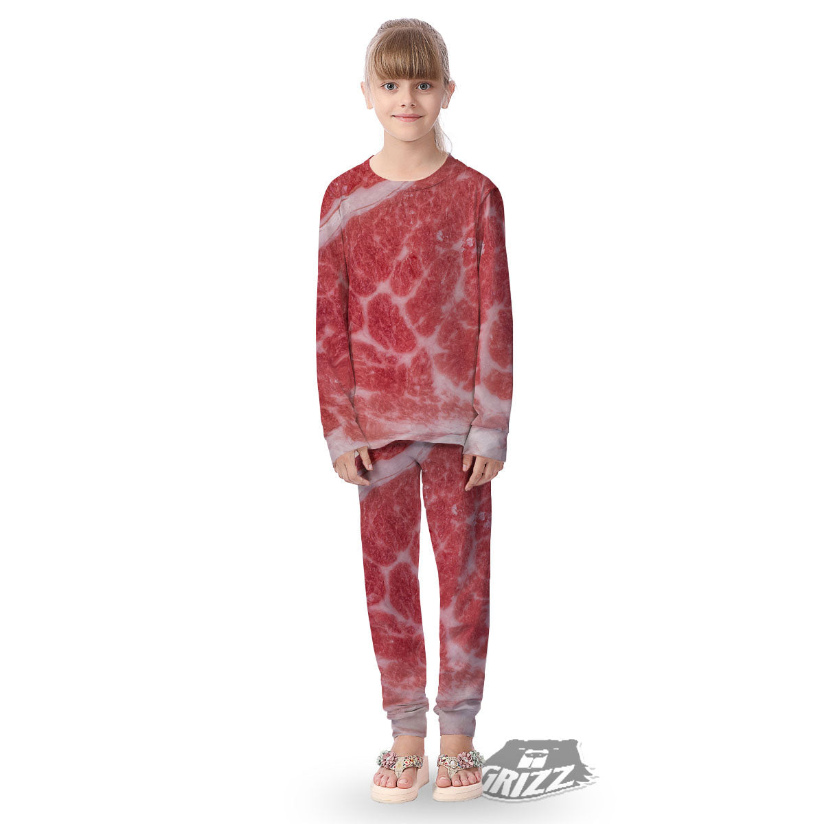 Meat Wagyu Beef Print Kid's Pajamas-grizzshop