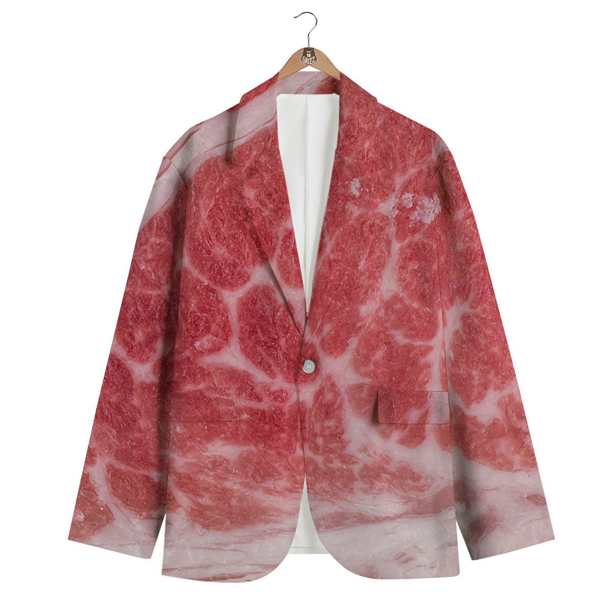 Meat Wagyu Beef Print Men's Blazer-grizzshop