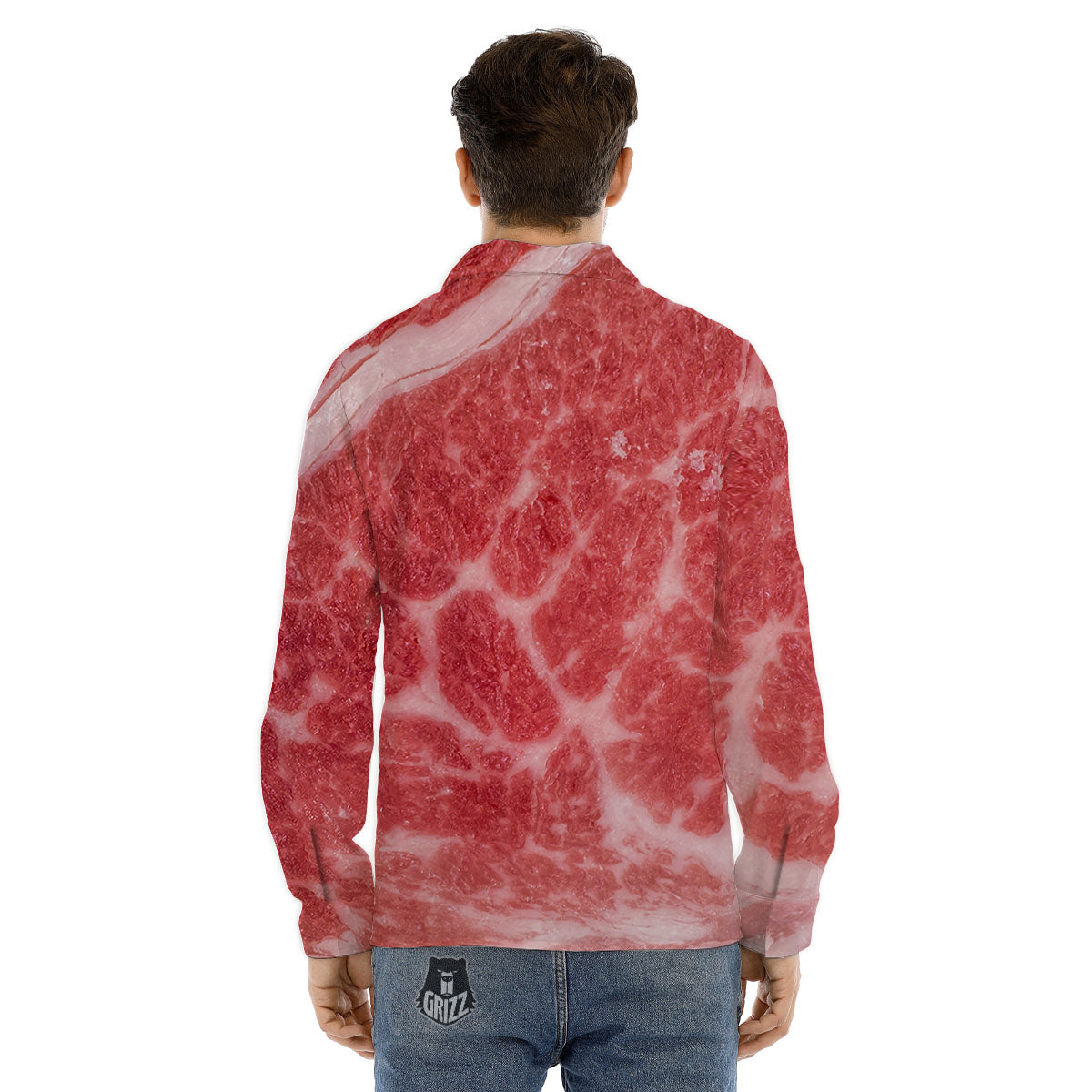 Meat Wagyu Beef Print Men's Dress Shirts-grizzshop