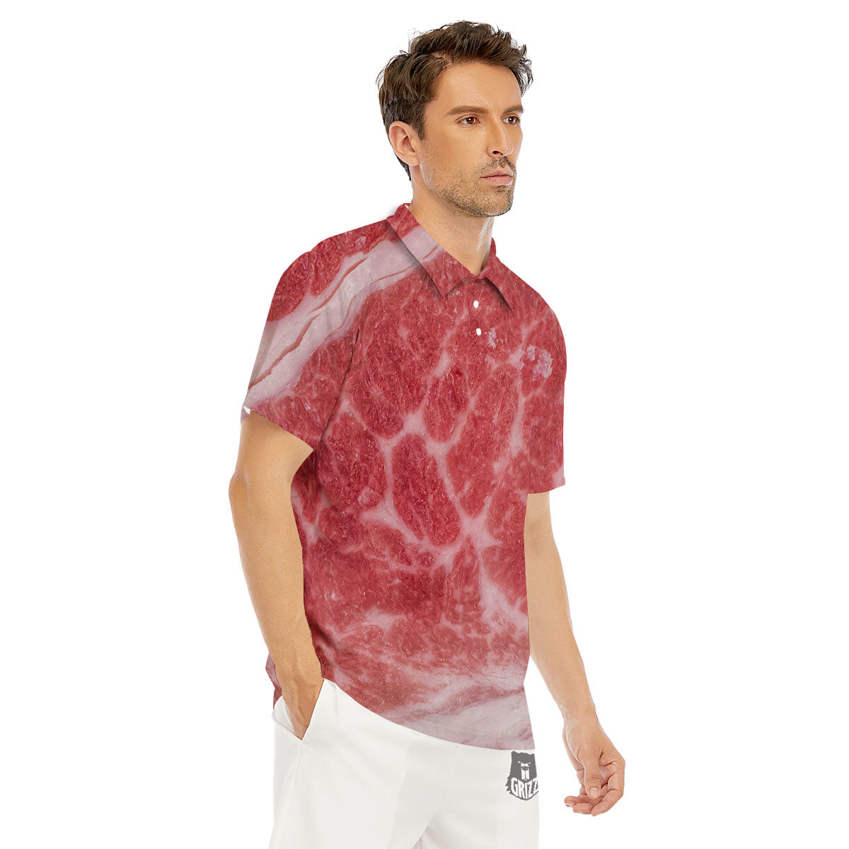 Meat Wagyu Beef Print Men's Golf Shirts-grizzshop