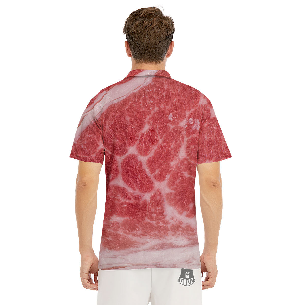 Meat Wagyu Beef Print Men's Golf Shirts-grizzshop