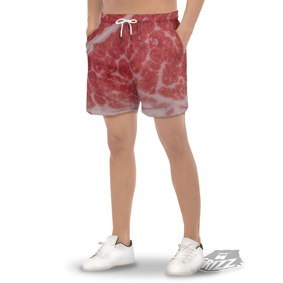 Meat Wagyu Beef Print Men's Gym Shorts-grizzshop