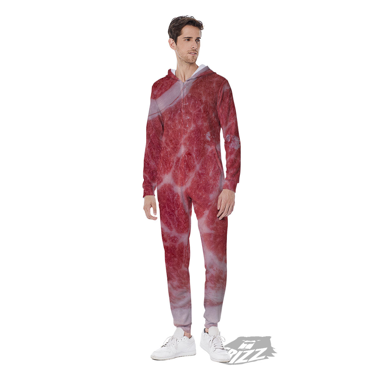 Meat Wagyu Beef Print Men's Jumpsuit-grizzshop