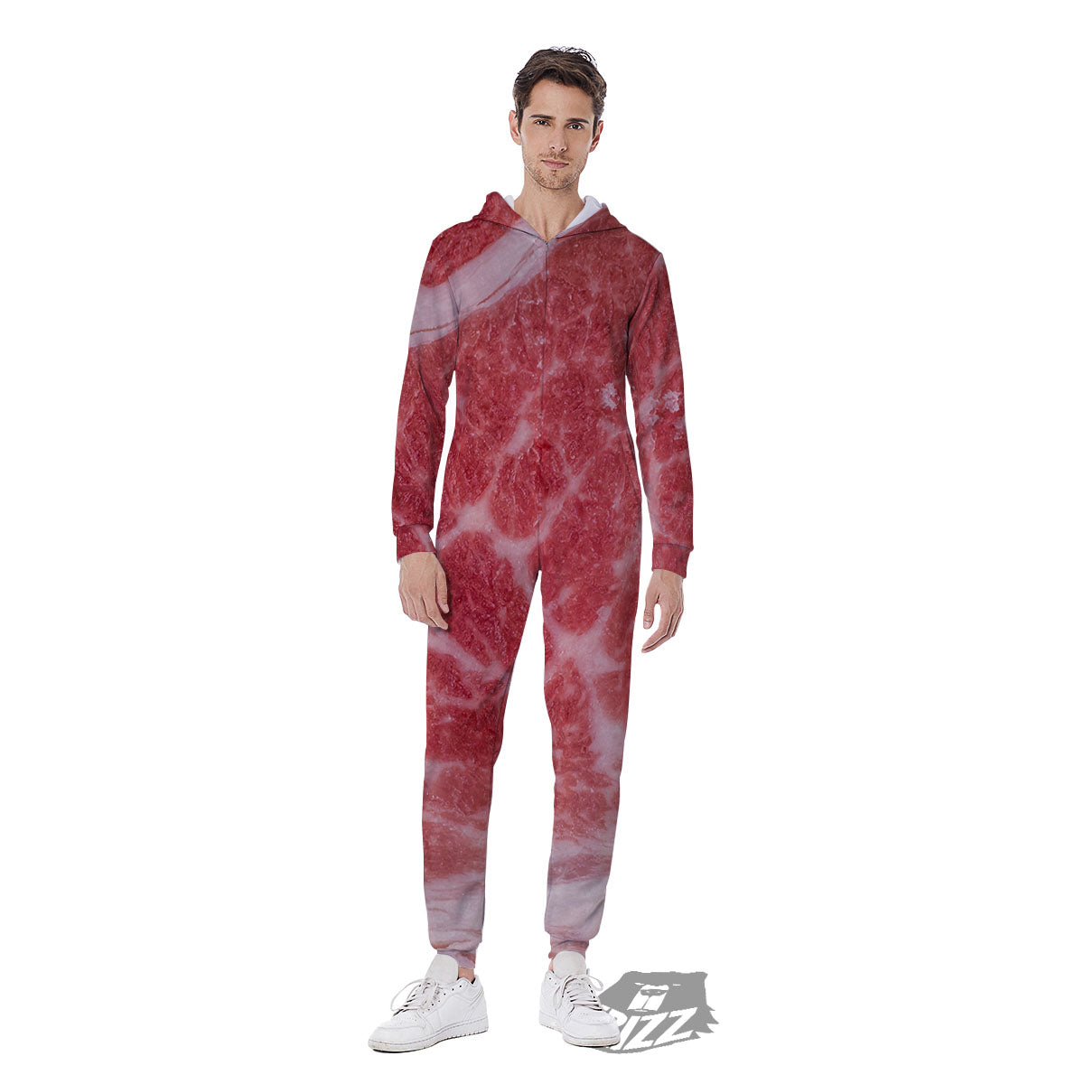 Meat Wagyu Beef Print Men's Jumpsuit-grizzshop