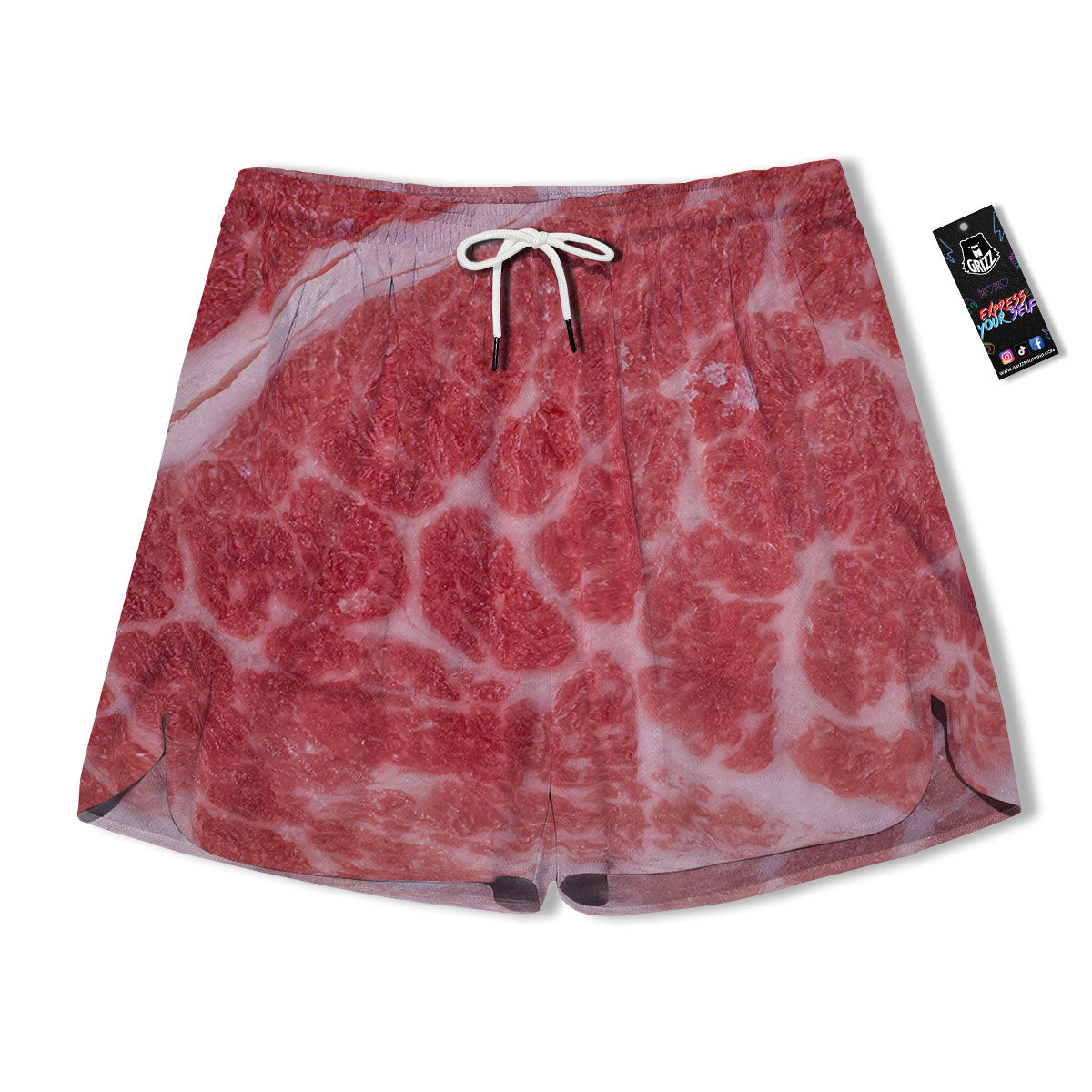 Meat Wagyu Beef Print Men's Running Shorts-grizzshop