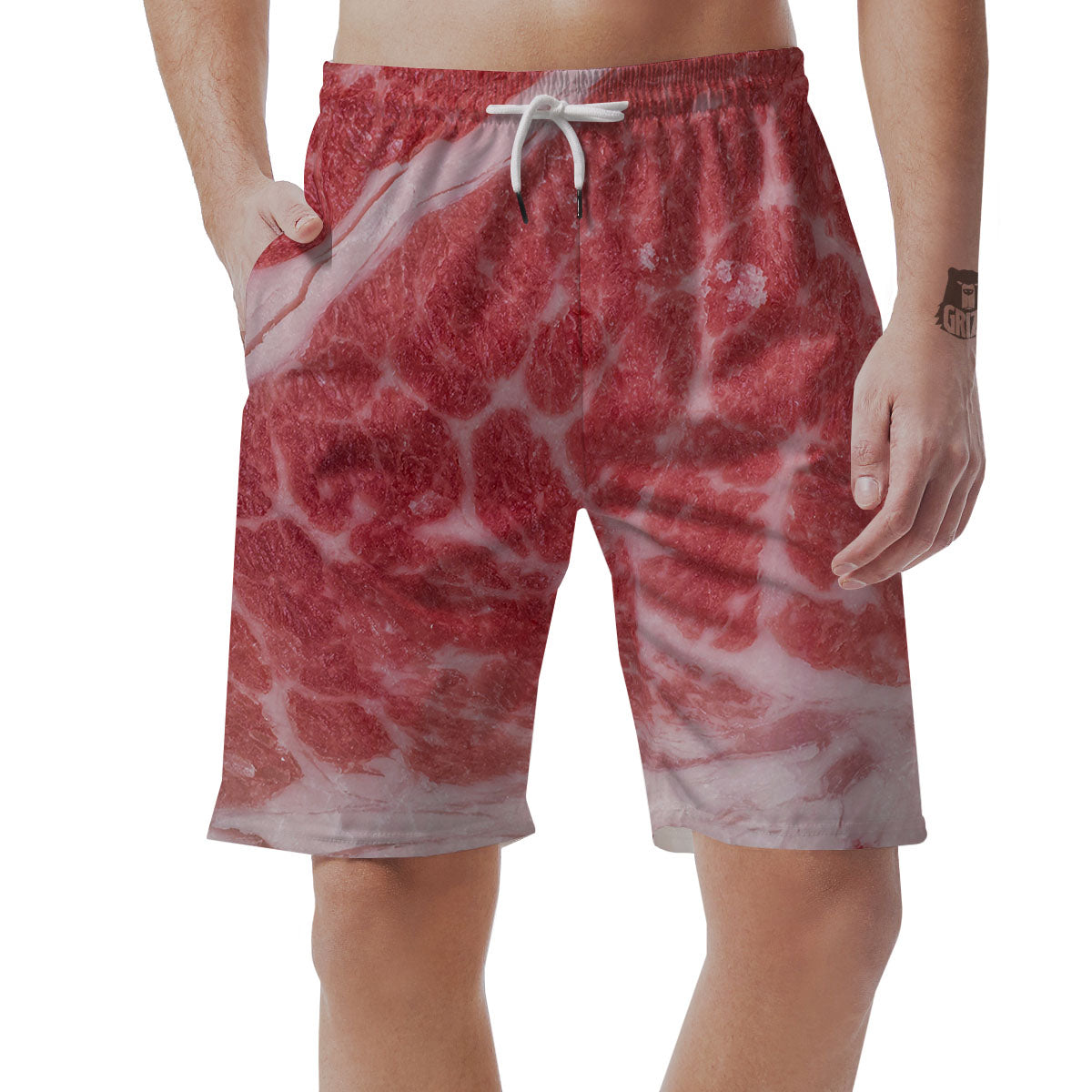 Meat Wagyu Beef Print Men's Shorts-grizzshop
