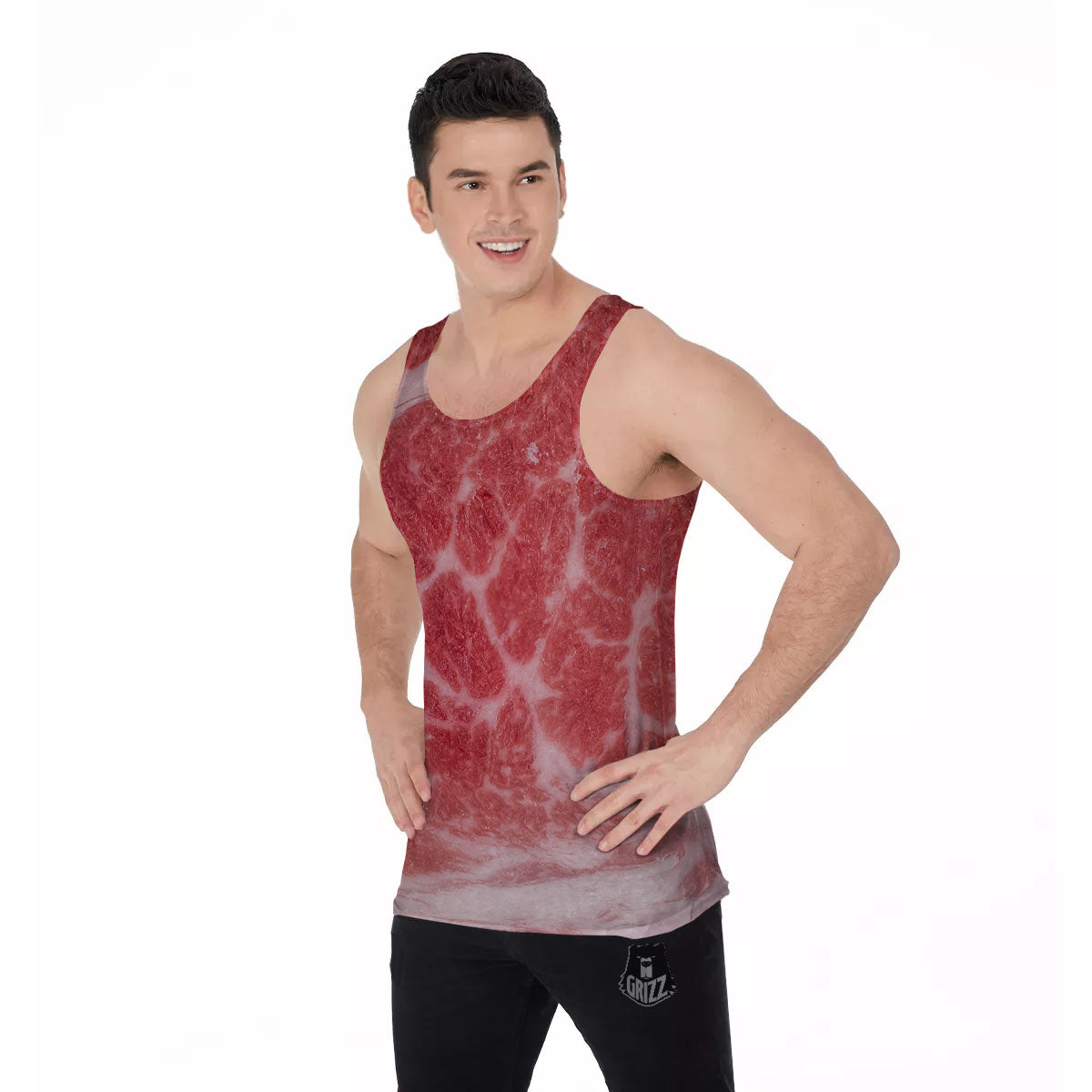 Meat Wagyu Beef Print Men's Tank Top-grizzshop