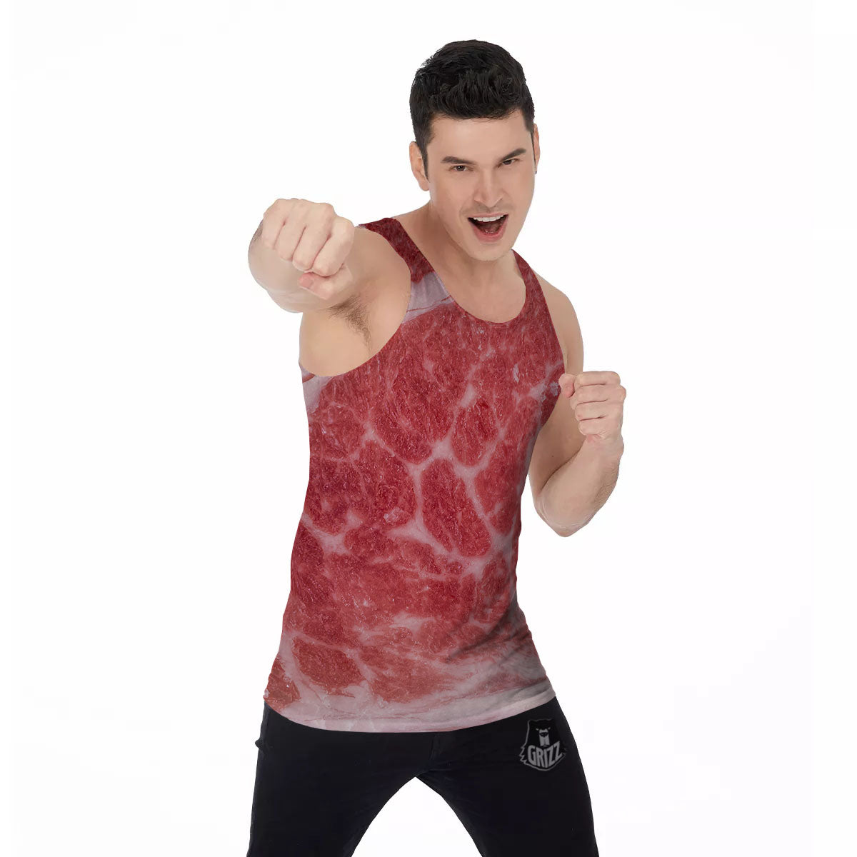 Meat Wagyu Beef Print Men's Tank Top-grizzshop