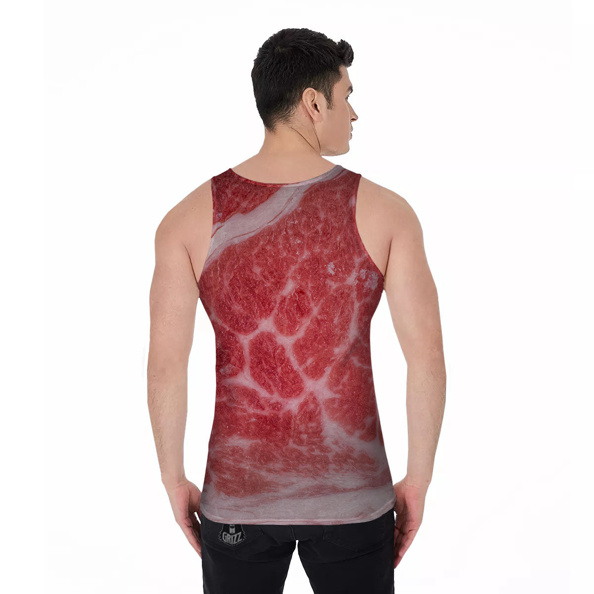 Meat Wagyu Beef Print Men's Tank Top-grizzshop