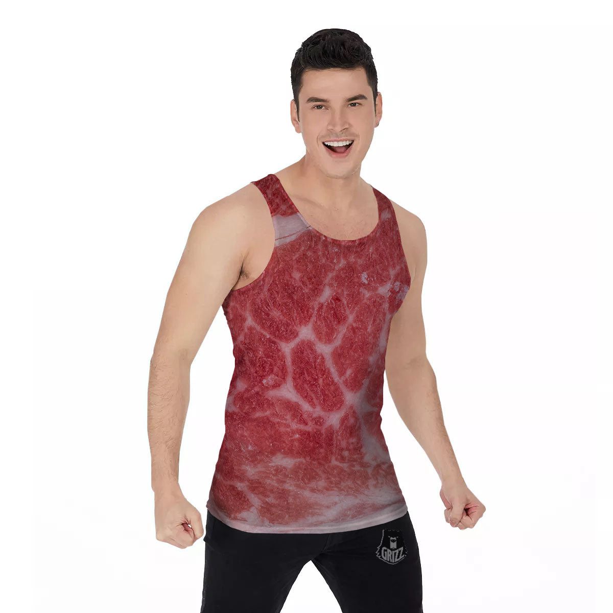 Meat Wagyu Beef Print Men's Tank Top-grizzshop