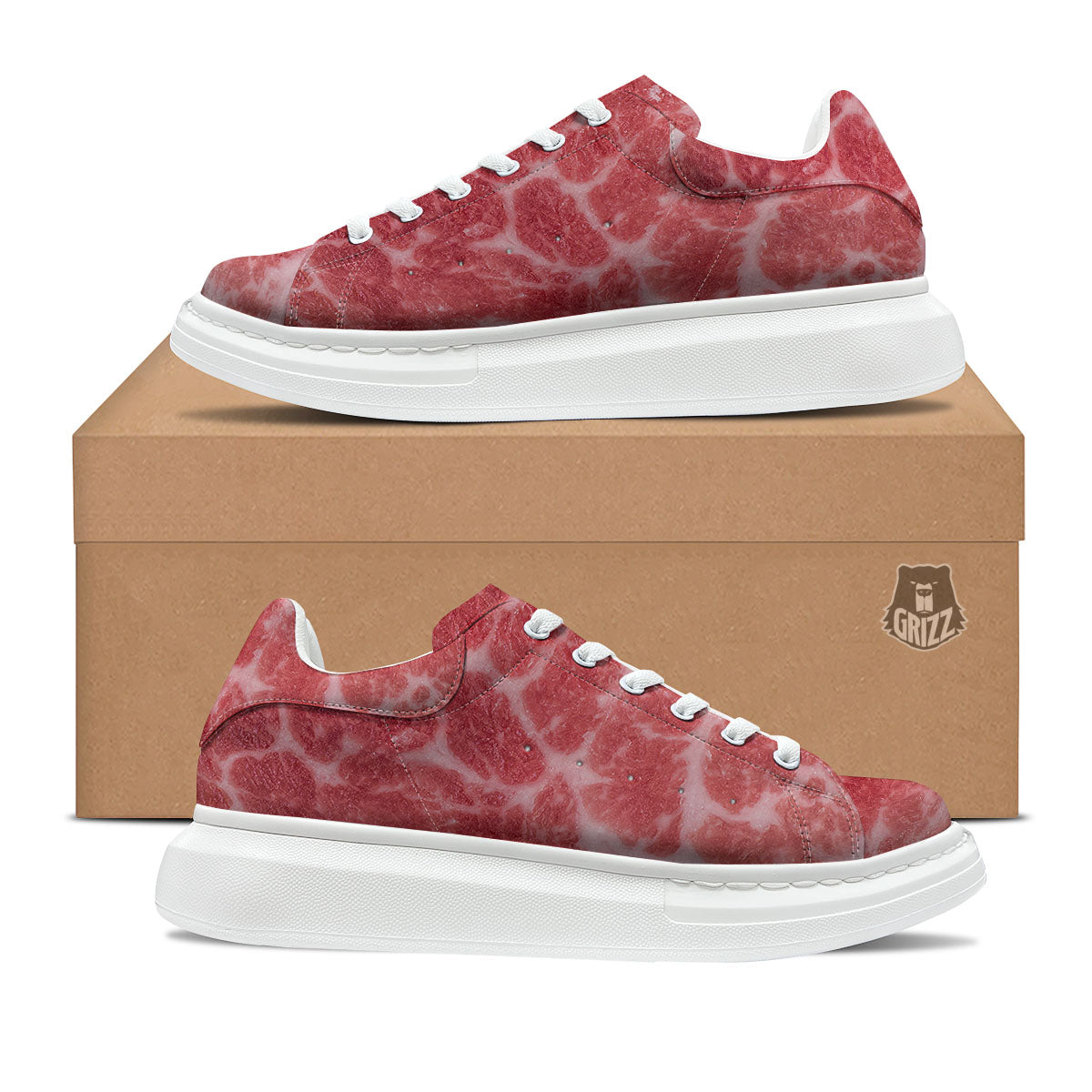 Meat Wagyu Beef Print Platform Shoes-grizzshop