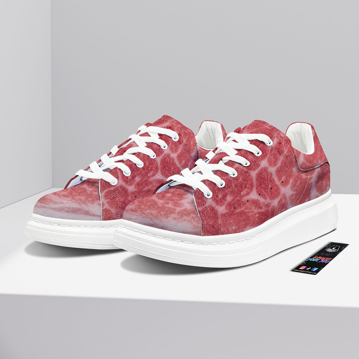 Meat Wagyu Beef Print Platform Shoes-grizzshop