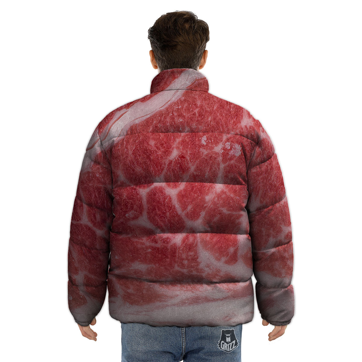 Meat Wagyu Beef Print Puffer Jacket-grizzshop