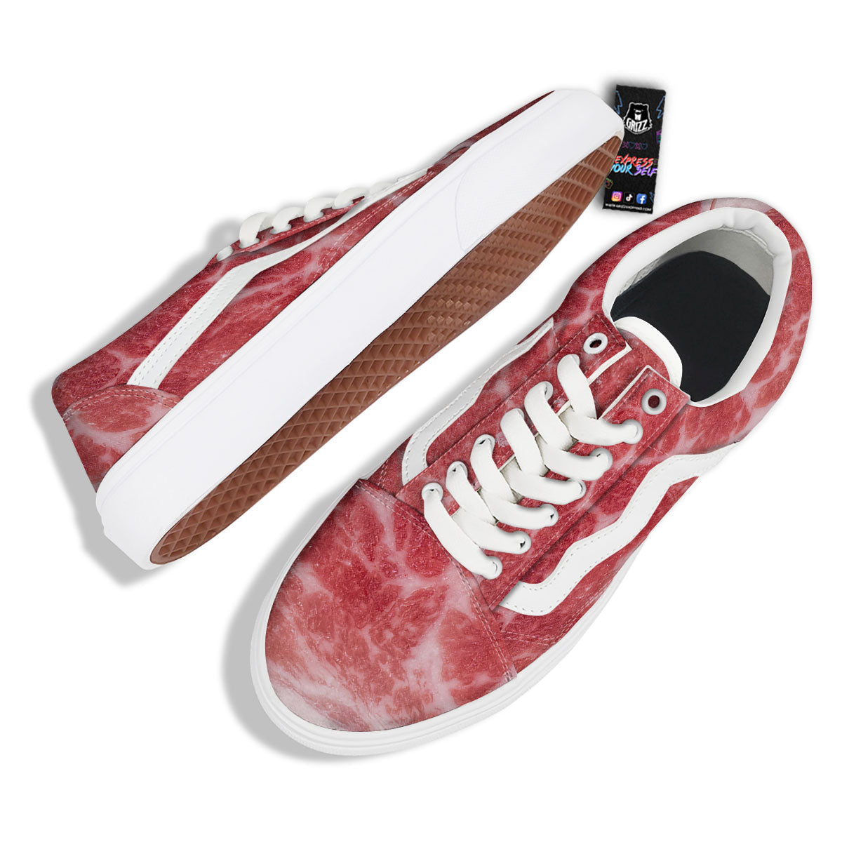 Meat Wagyu Beef Print Skate Shoes-grizzshop