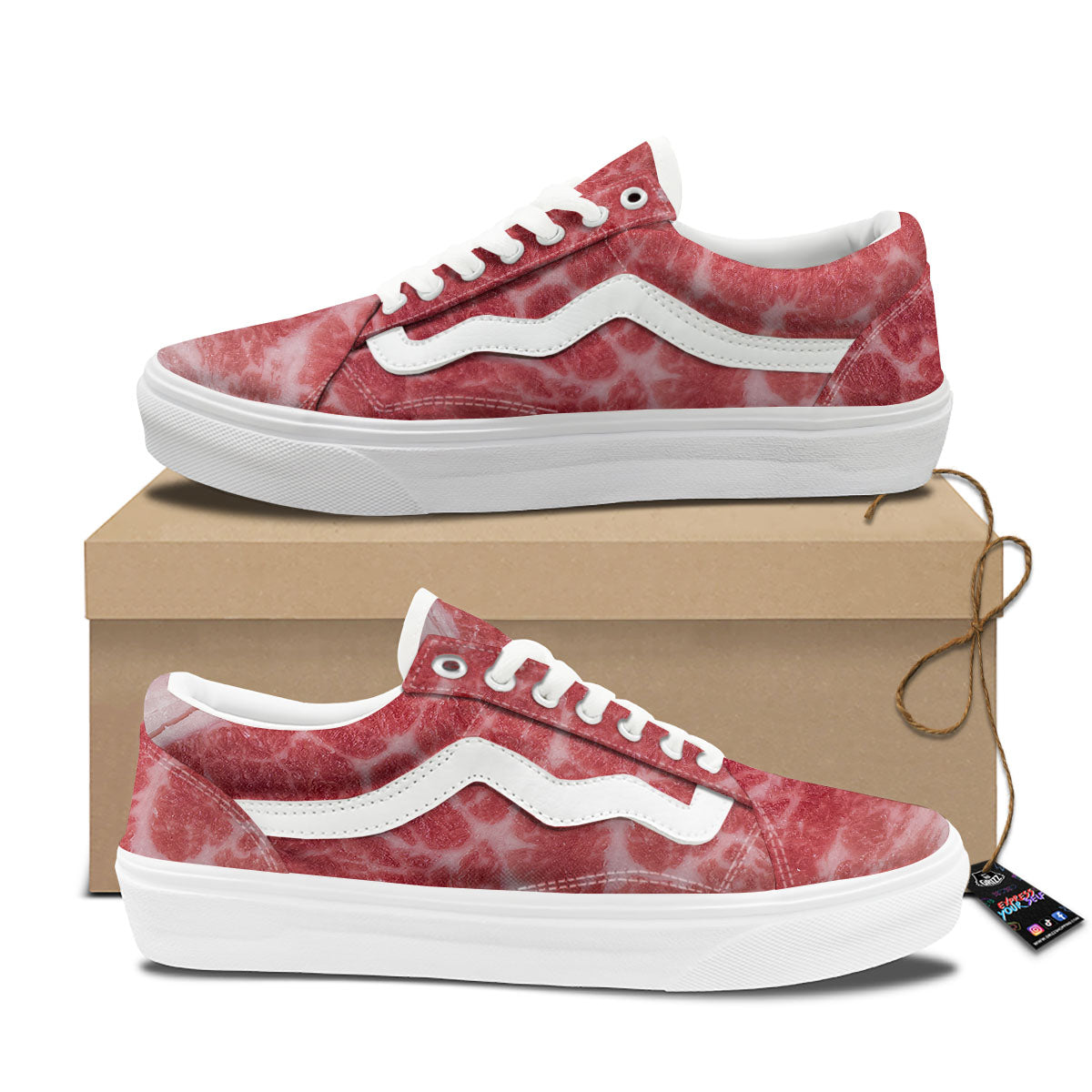 Meat Wagyu Beef Print Skate Shoes-grizzshop