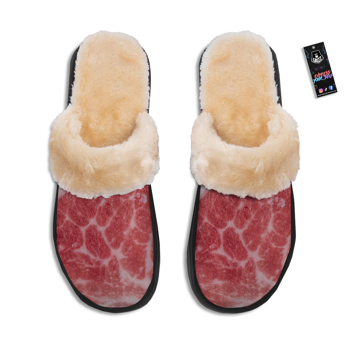 Meat Wagyu Beef Print Slippers-grizzshop