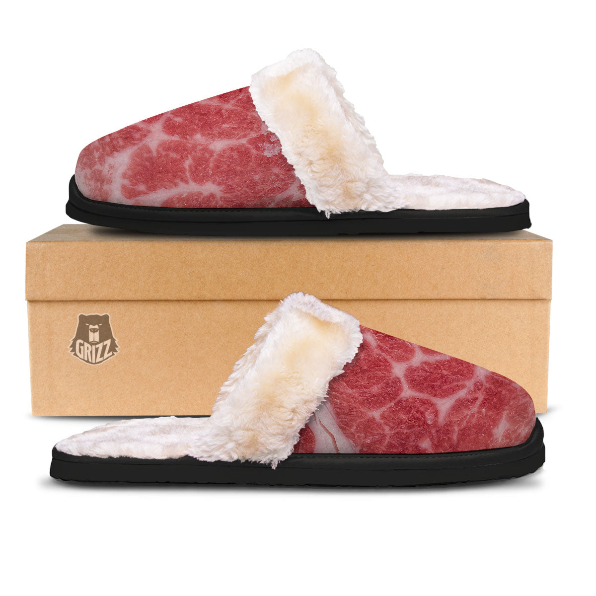 Meat Wagyu Beef Print Slippers-grizzshop