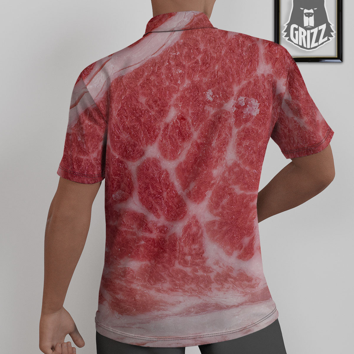 Meat Wagyu Beef Print Untucked Shirts-grizzshop