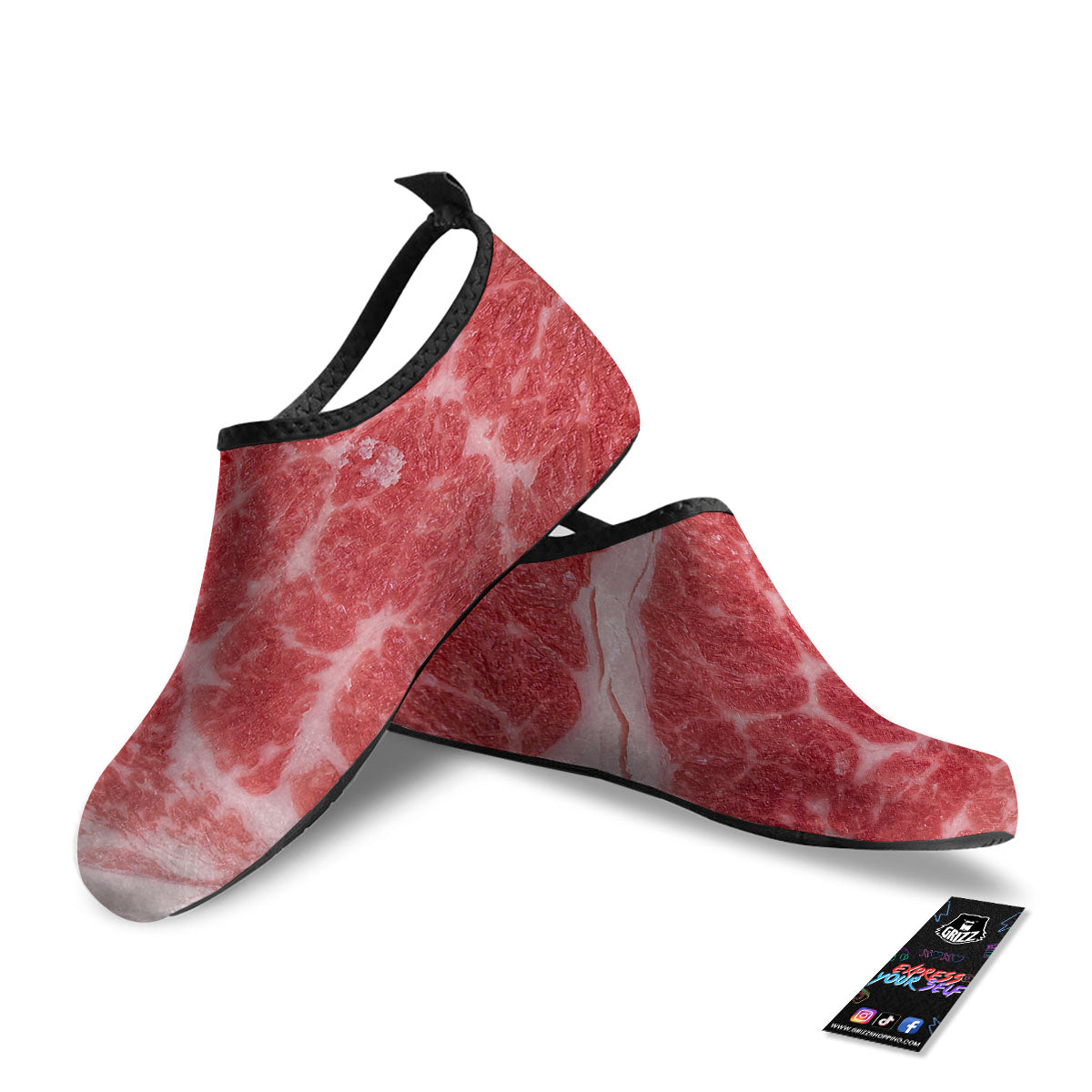 Meat Wagyu Beef Print Water Shoes-grizzshop