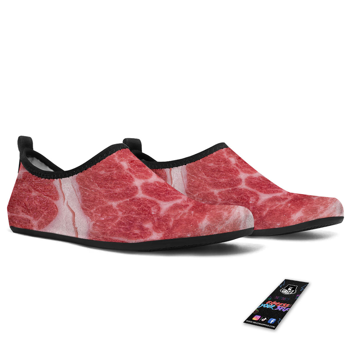 Meat Wagyu Beef Print Water Shoes-grizzshop