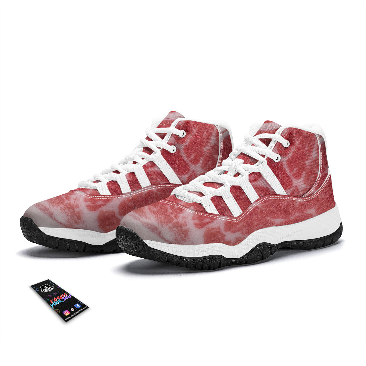 Meat Wagyu Beef Print White Bball Shoes-grizzshop