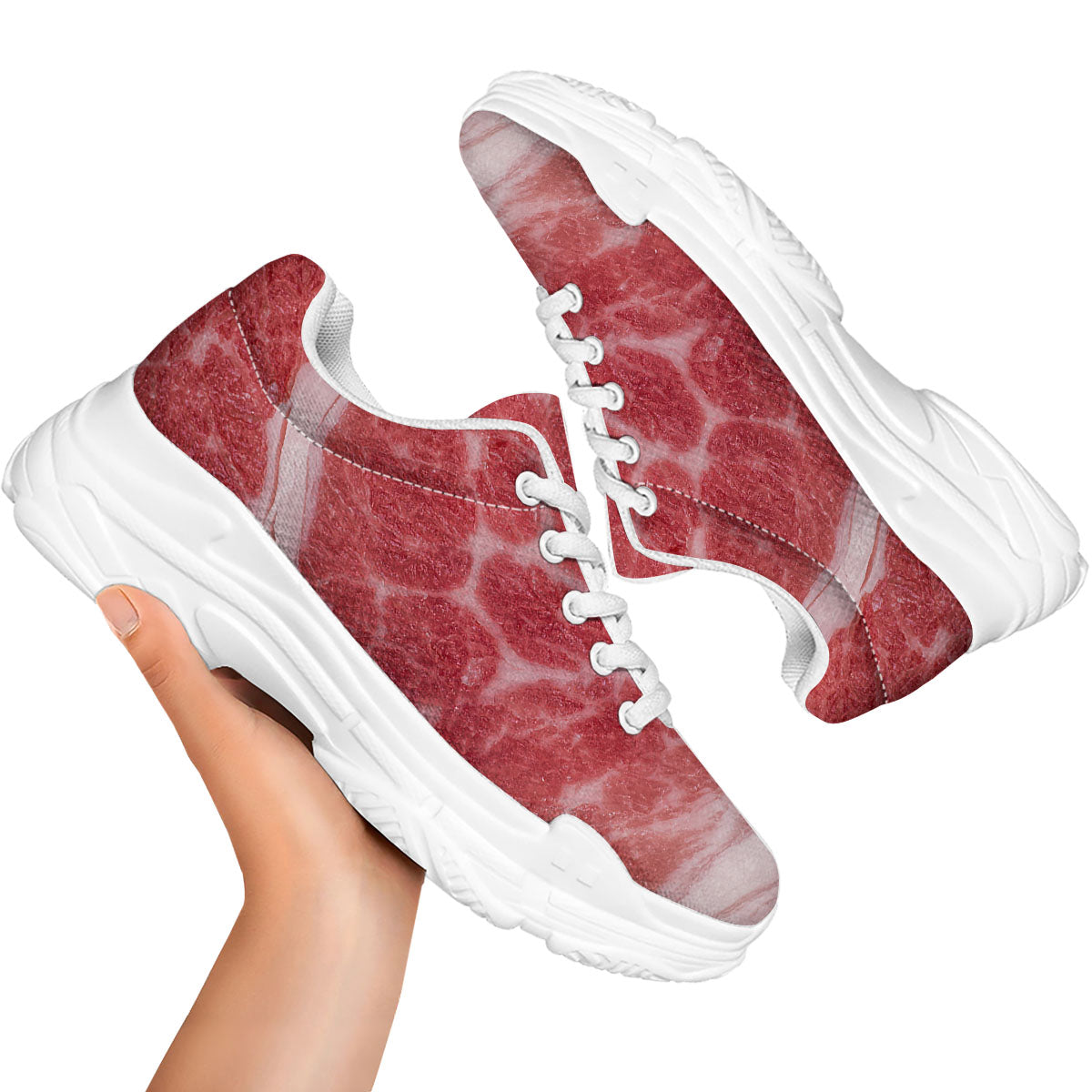 Meat Wagyu Beef Print White Chunky Shoes-grizzshop