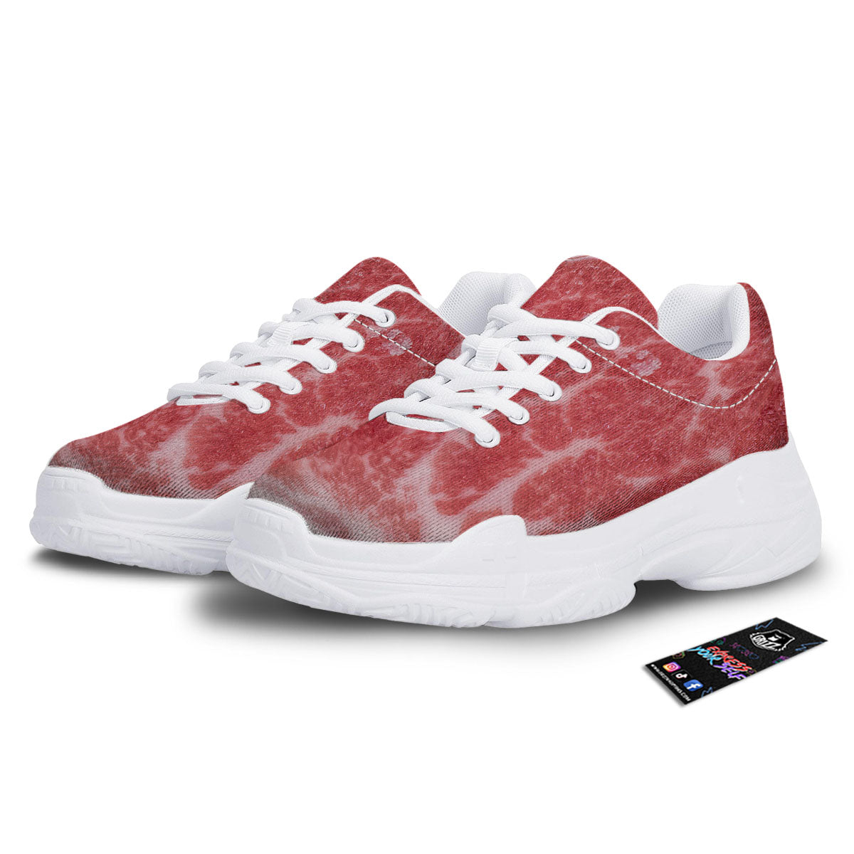 Meat Wagyu Beef Print White Chunky Shoes-grizzshop