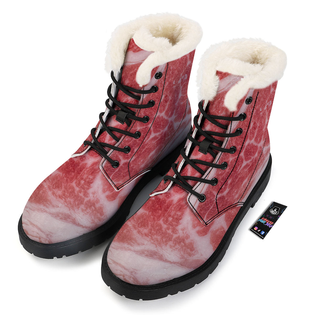 Meat Wagyu Beef Print Winter Boots-grizzshop