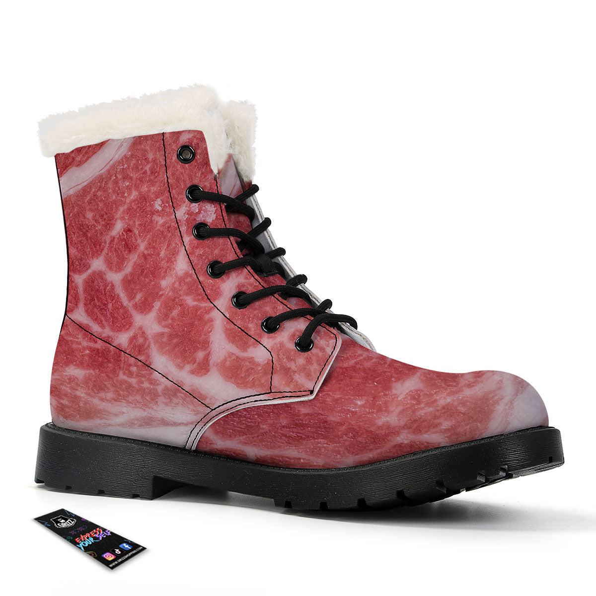 Meat Wagyu Beef Print Winter Boots-grizzshop