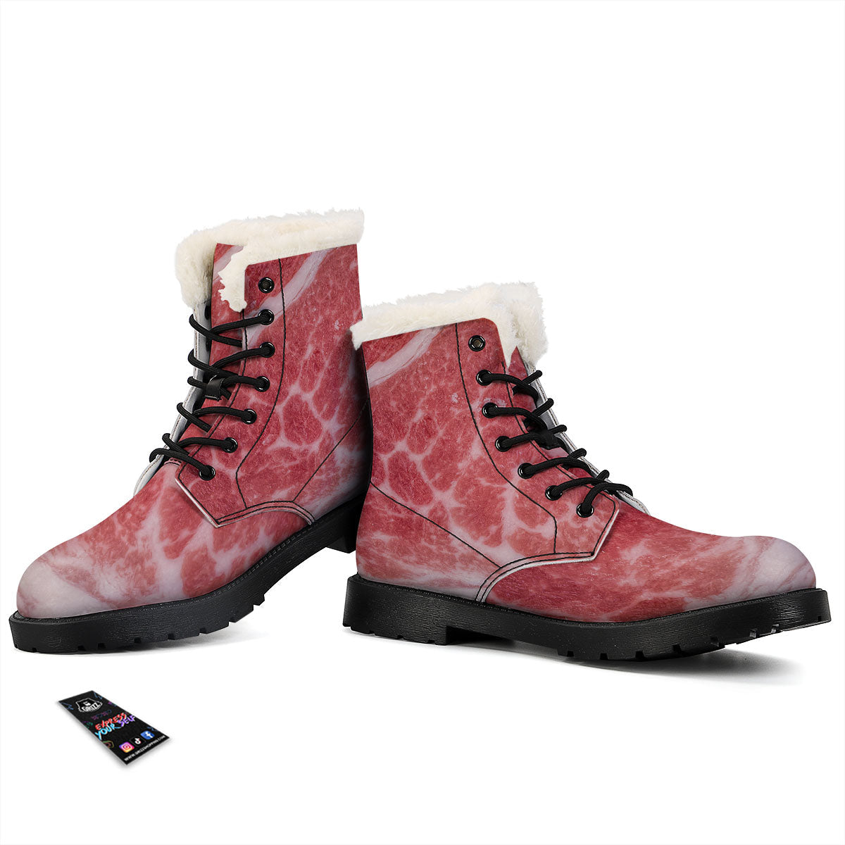 Meat Wagyu Beef Print Winter Boots-grizzshop