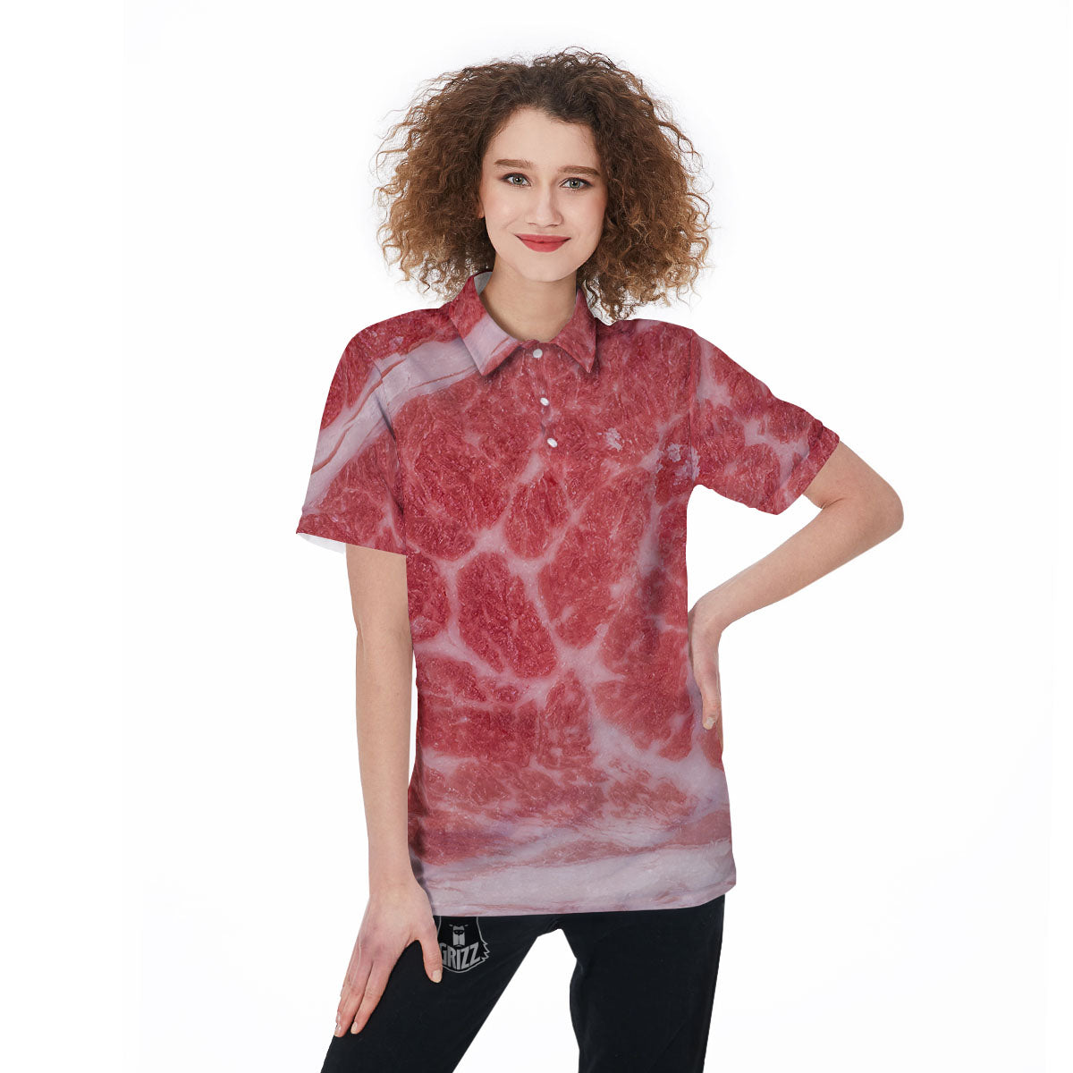 Meat Wagyu Beef Print Women's Golf Shirts-grizzshop