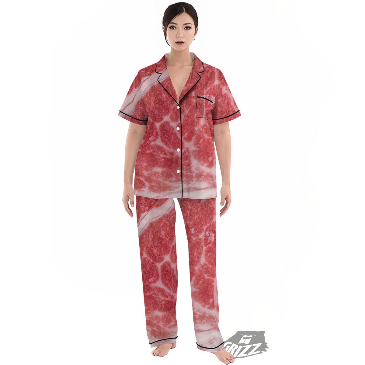 Meat Wagyu Beef Print Women's Pajamas Set-grizzshop