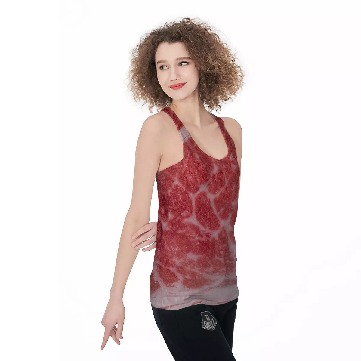 Meat Wagyu Beef Print Women's Racerback Tank Top-grizzshop