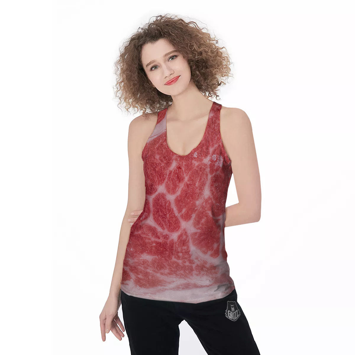 Meat Wagyu Beef Print Women's Racerback Tank Top-grizzshop