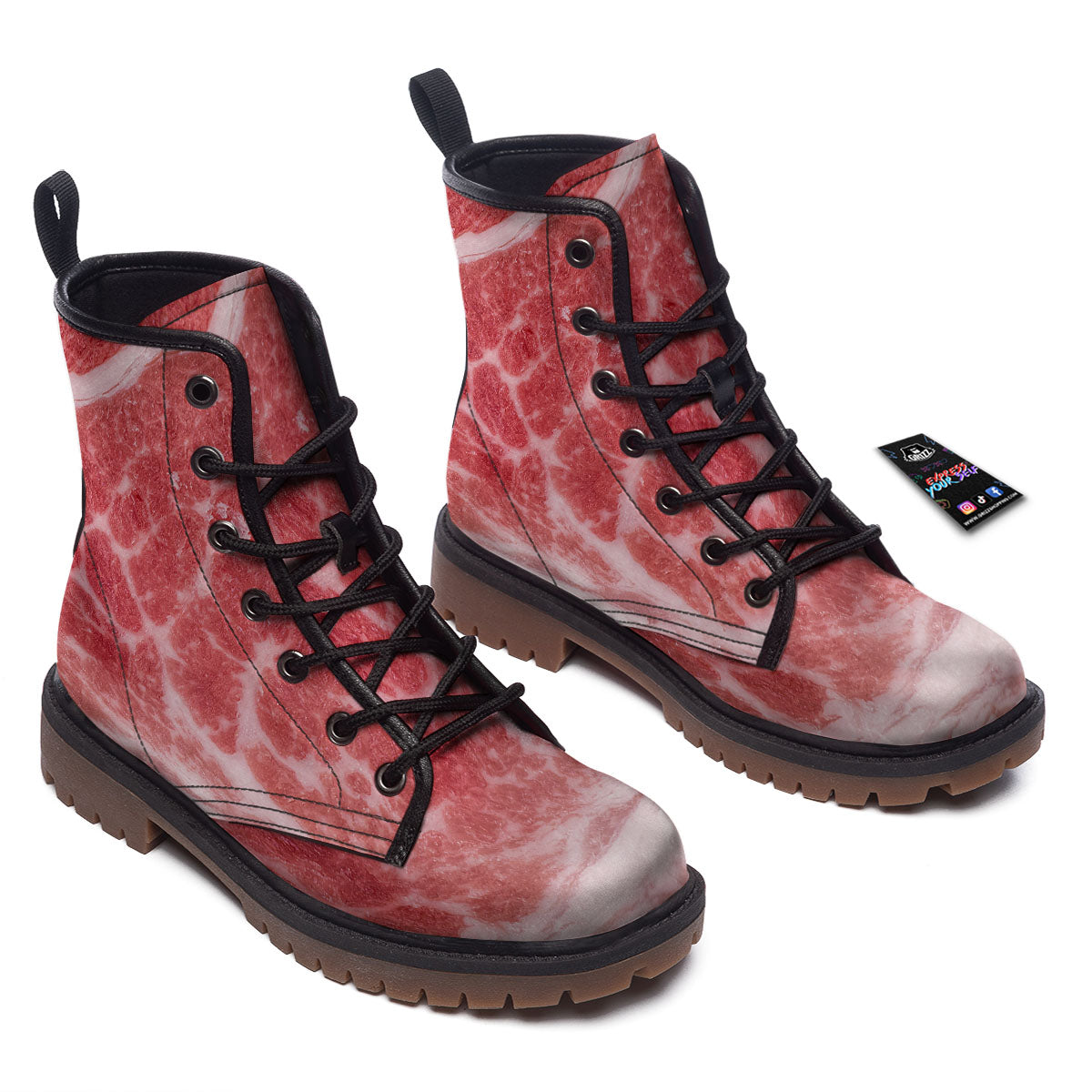 Meat Wagyu Beef Print Work Boots-grizzshop