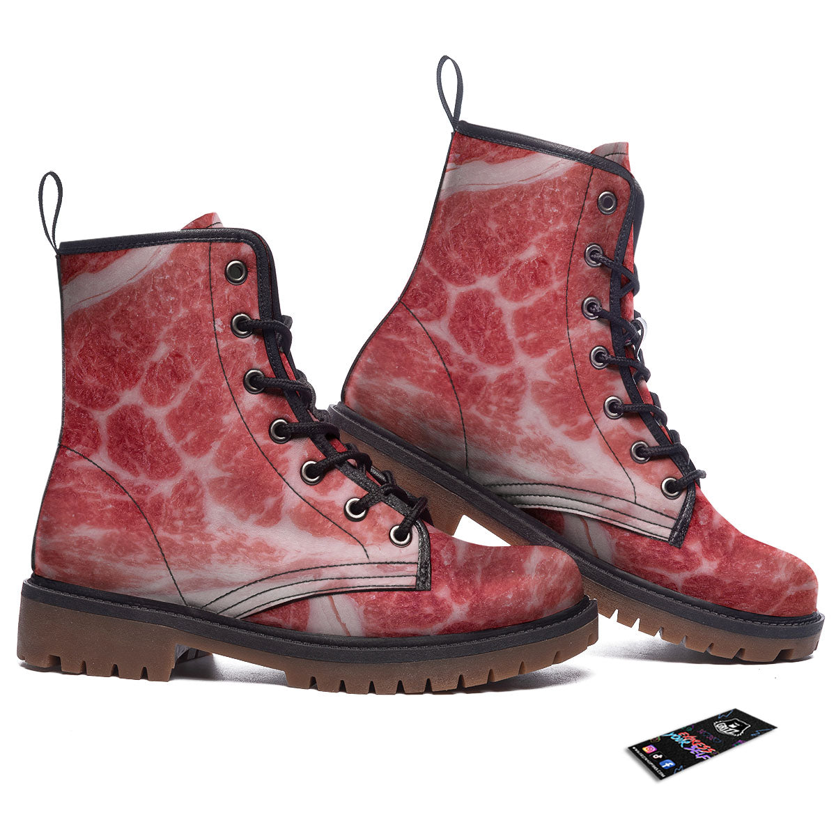 Meat Wagyu Beef Print Work Boots-grizzshop