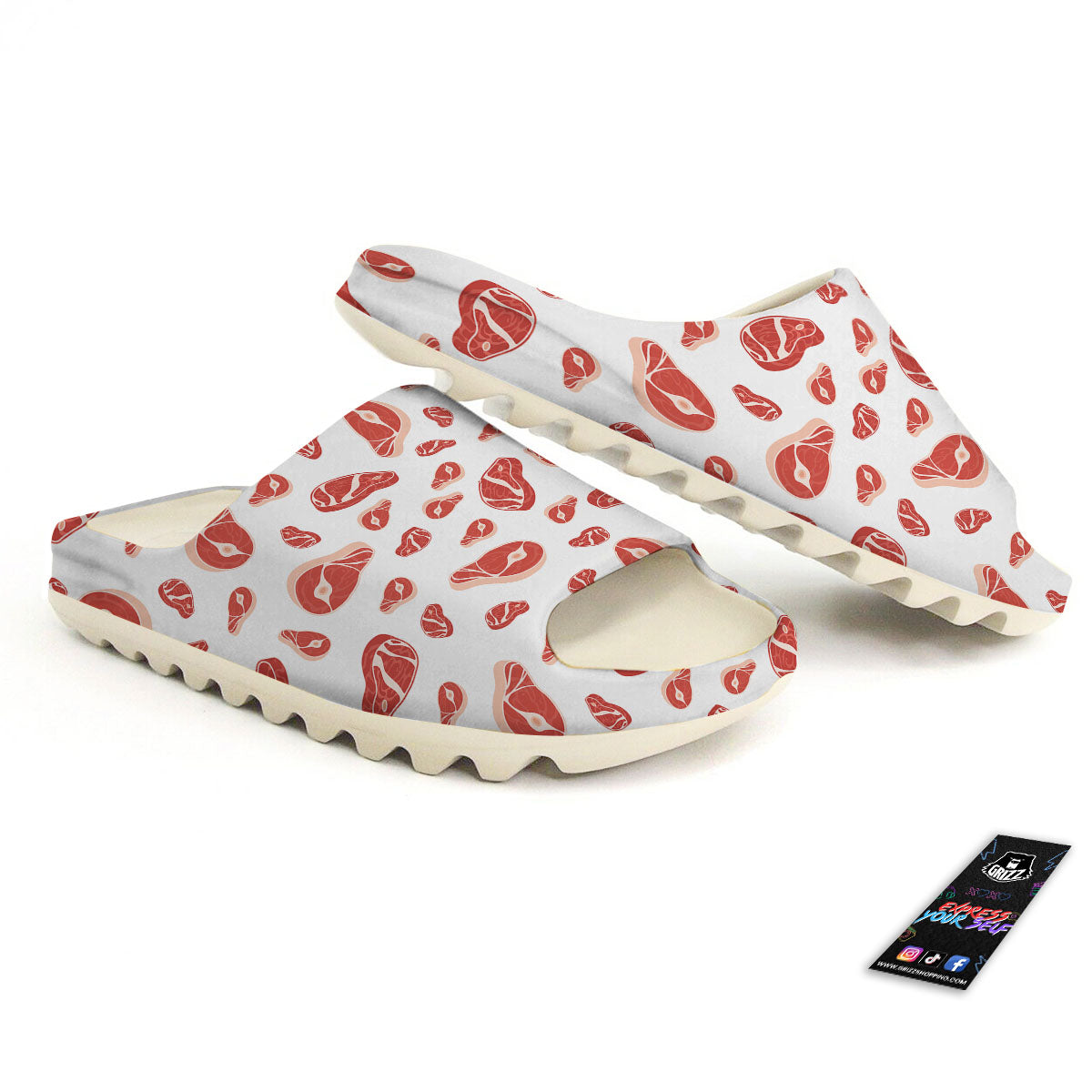 Meat Red Print Pattern Sandals-grizzshop