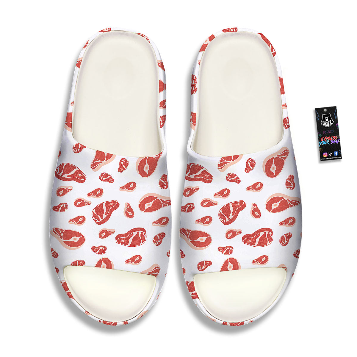 Meat Red Print Pattern Sandals-grizzshop