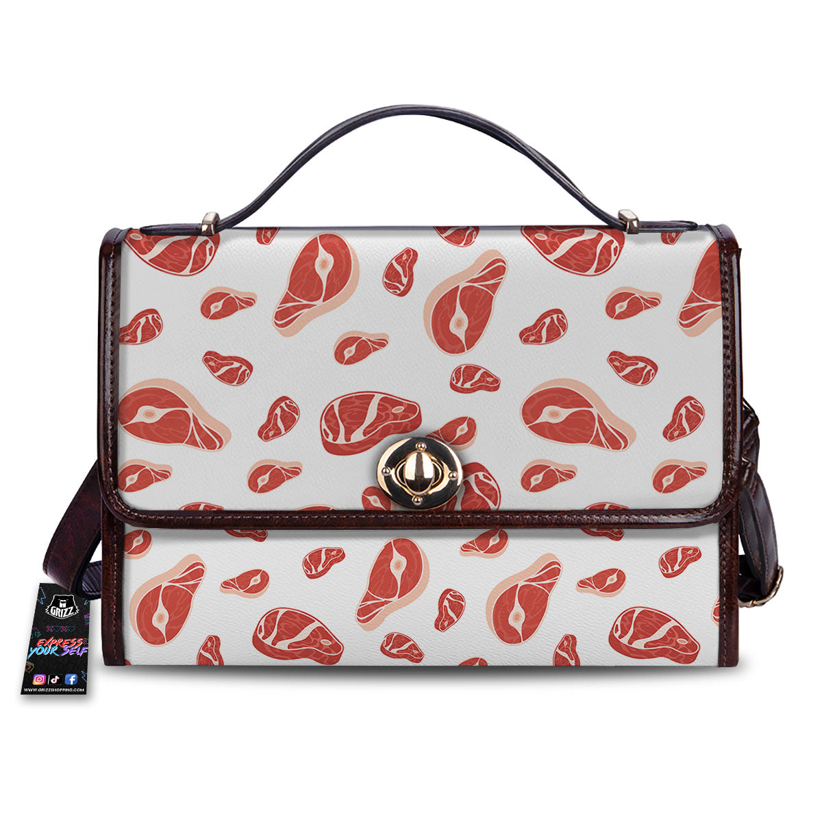 Meat Red Print Pattern Women's Satchel Bag