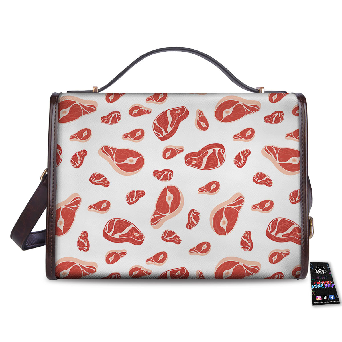Meat Red Print Pattern Women's Satchel Bag