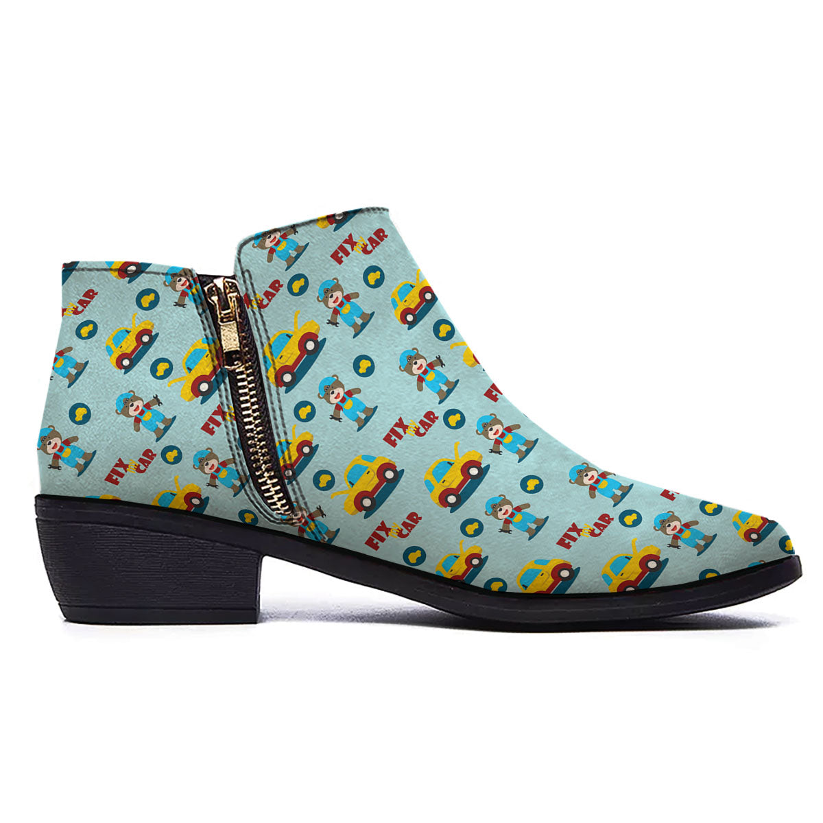 Mechanic Cartoon Print Pattern Ankle Boots-grizzshop