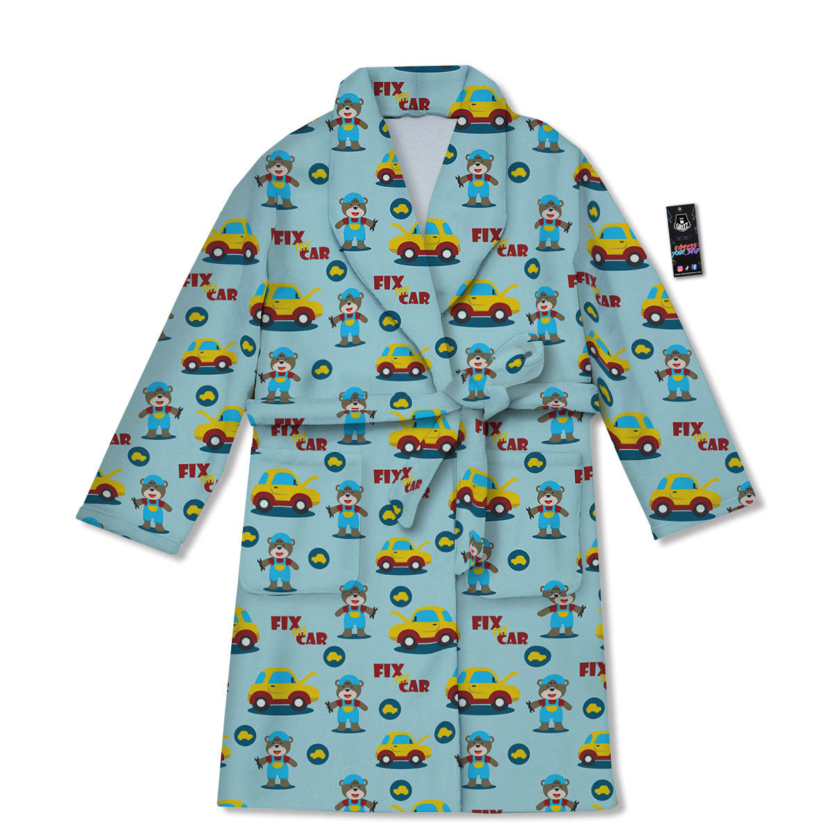 Mechanic Cartoon Print Pattern Bathrobe-grizzshop