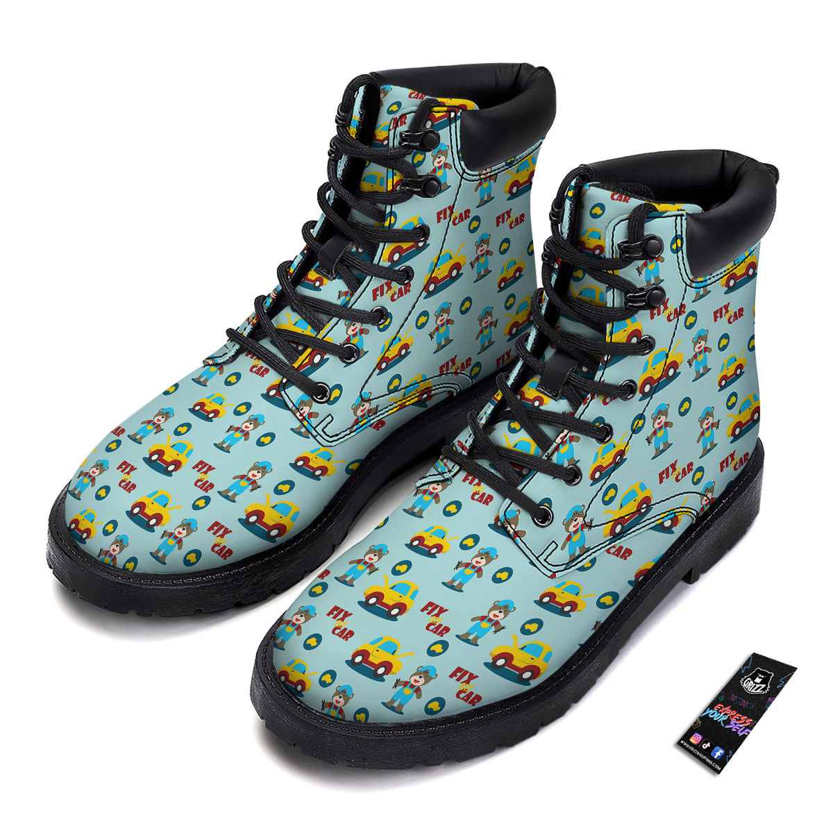 Mechanic Cartoon Print Pattern Boots-grizzshop