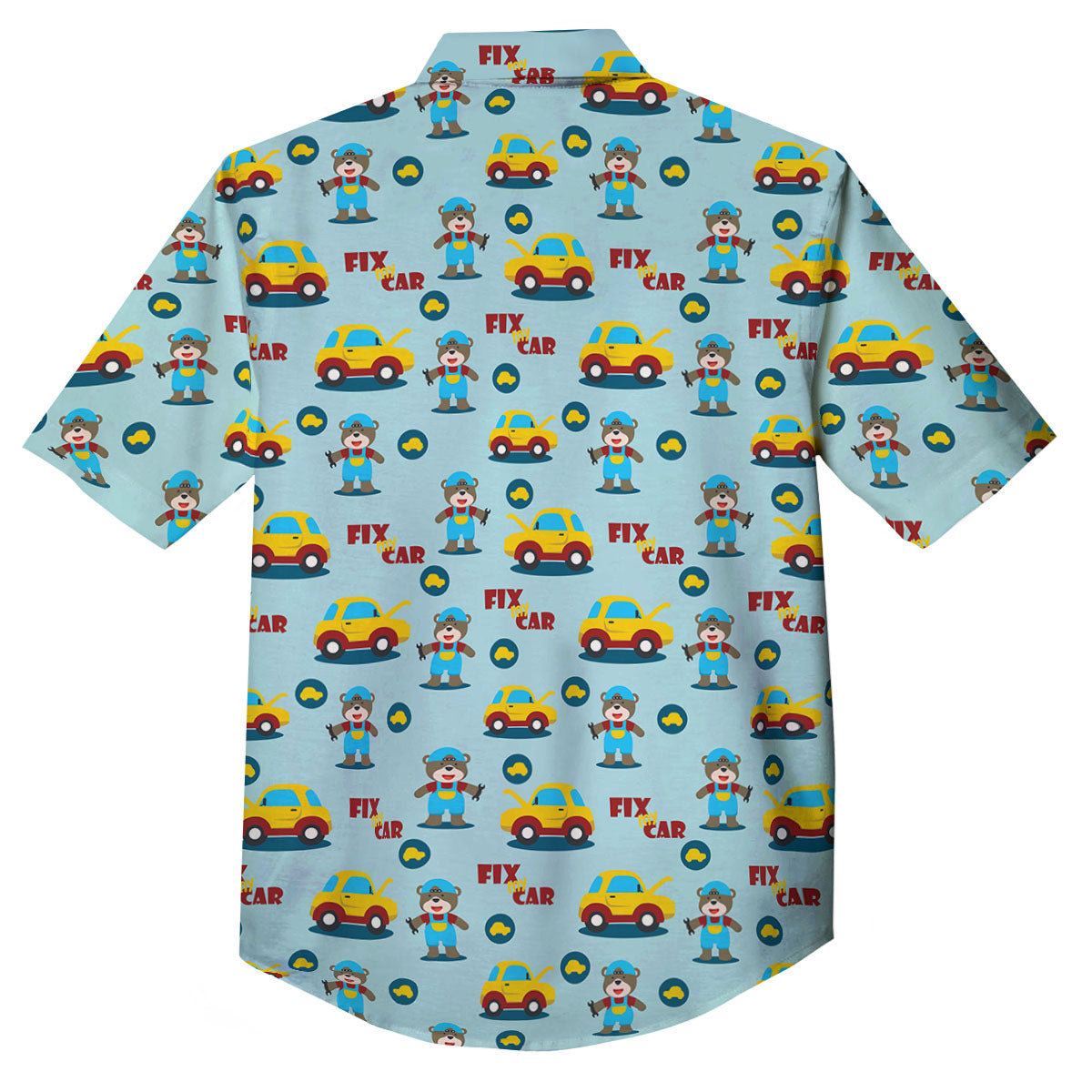 Mechanic Cartoon Print Pattern Button Up Shirt-grizzshop