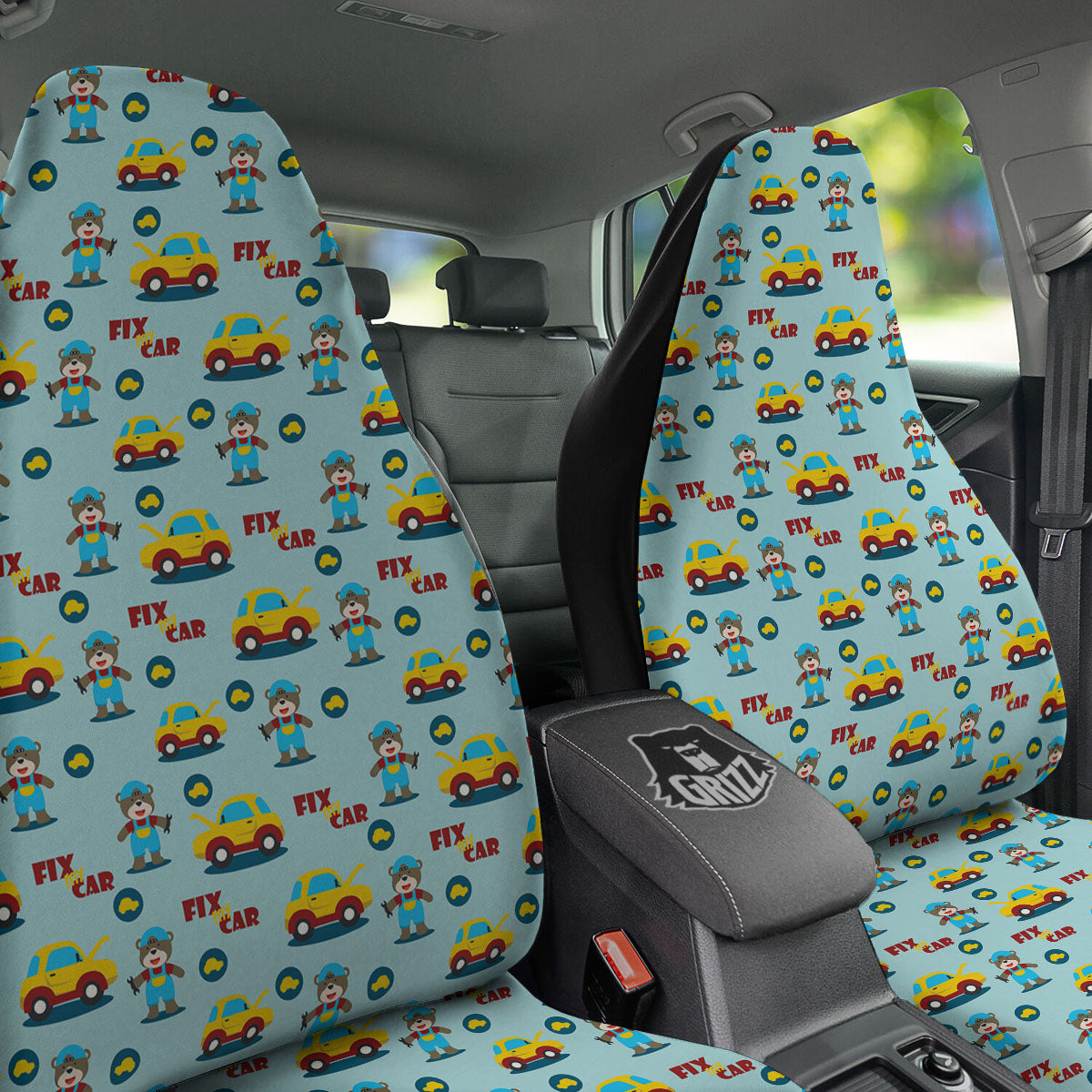 Mechanic Cartoon Print Pattern Car Seat Covers-grizzshop