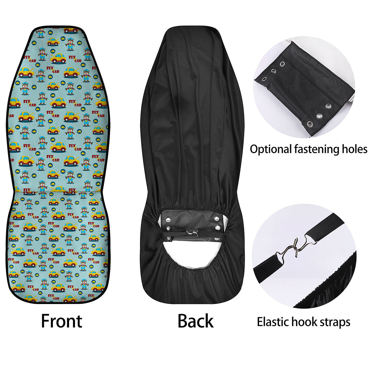 Mechanic Cartoon Print Pattern Car Seat Covers-grizzshop