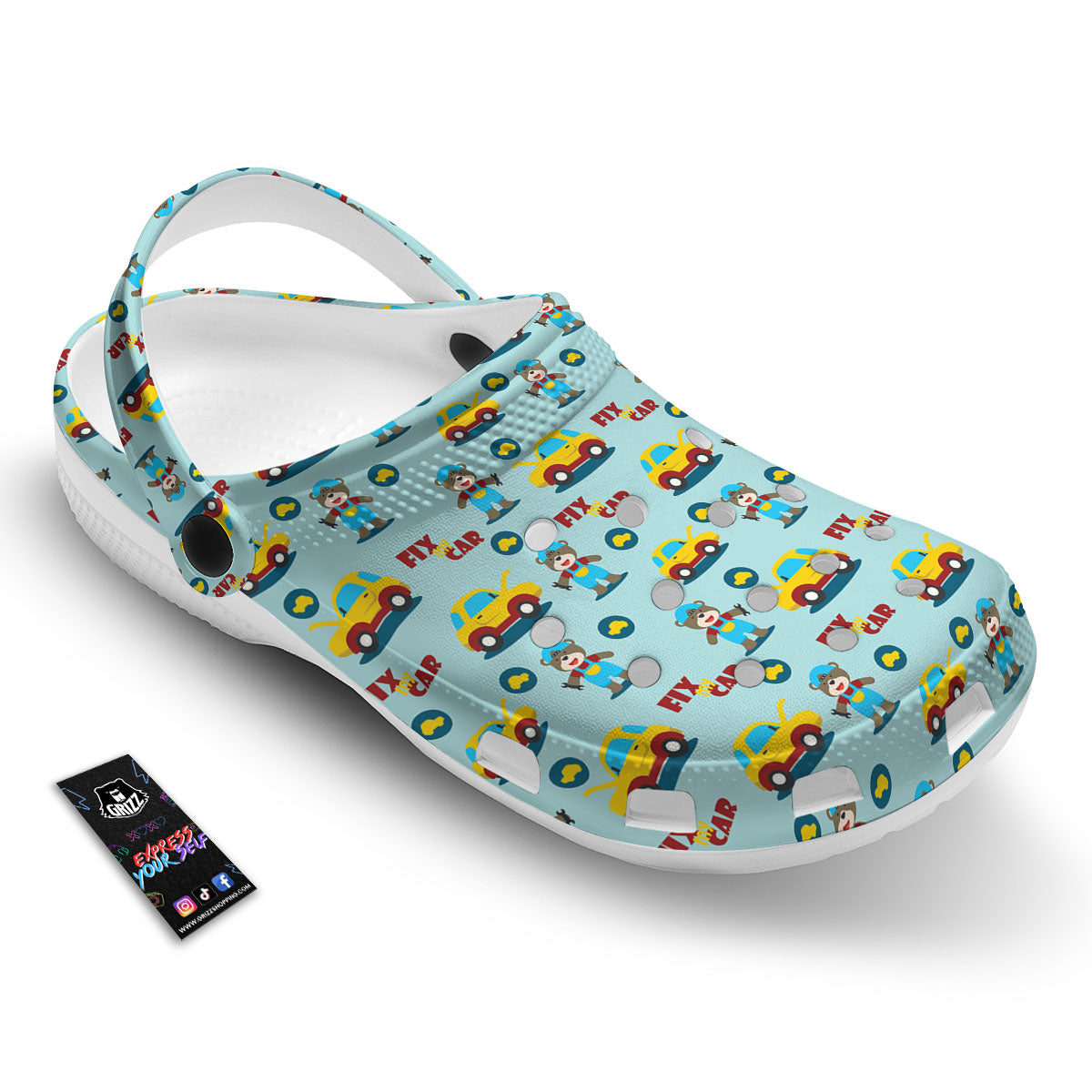 Mechanic Cartoon Print Pattern Clog-grizzshop