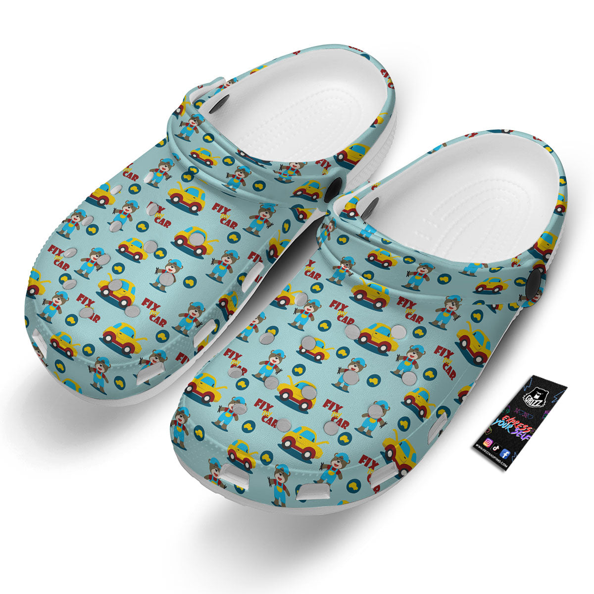 Mechanic Cartoon Print Pattern Clog-grizzshop