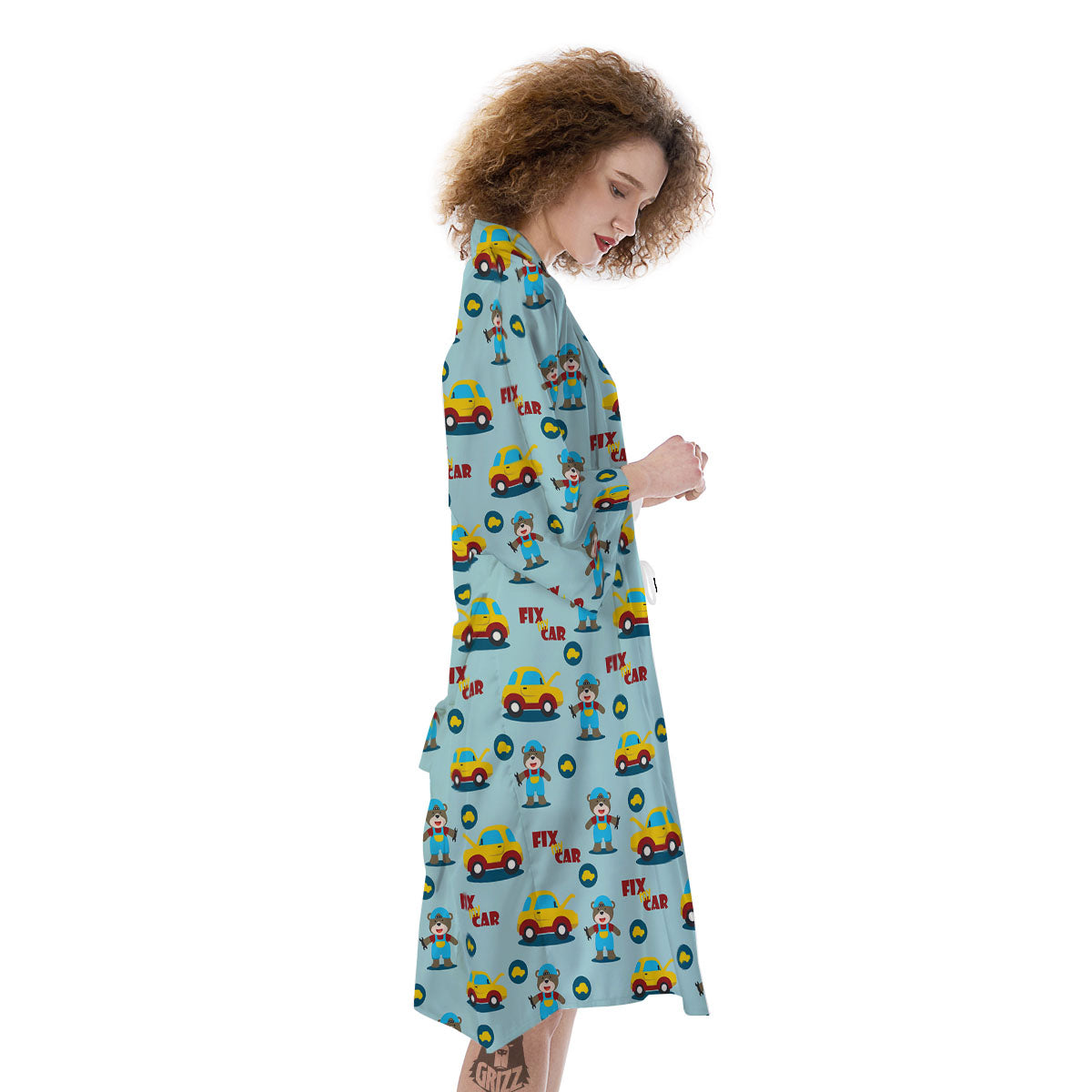 Mechanic Cartoon Print Pattern Kimono-grizzshop